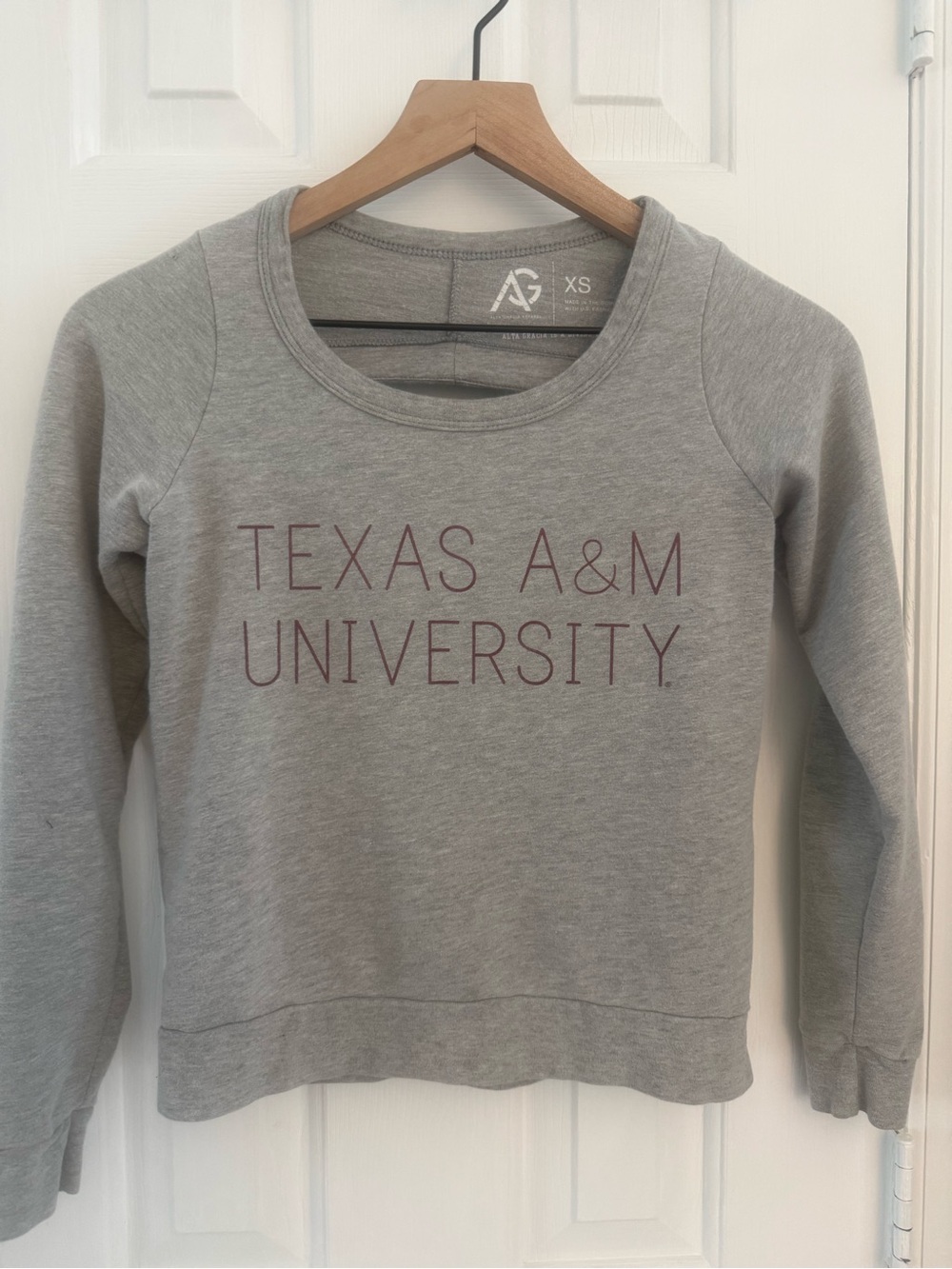Texas A&M University Gray Crewneck Cropped Sweatshirt